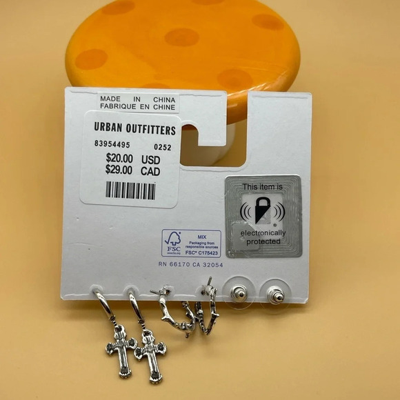 UO Cross & Thorn Hoop Earring Set, NWT - Picture 4 of 5